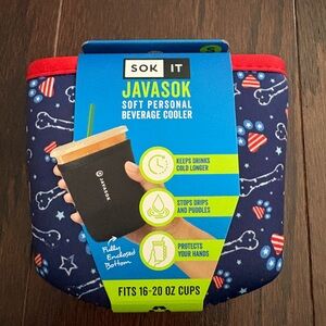 NEW Sok It JavaSok Insulated Neoprene Cup Sleeve Patriotic Paws, Small: 16-20oz